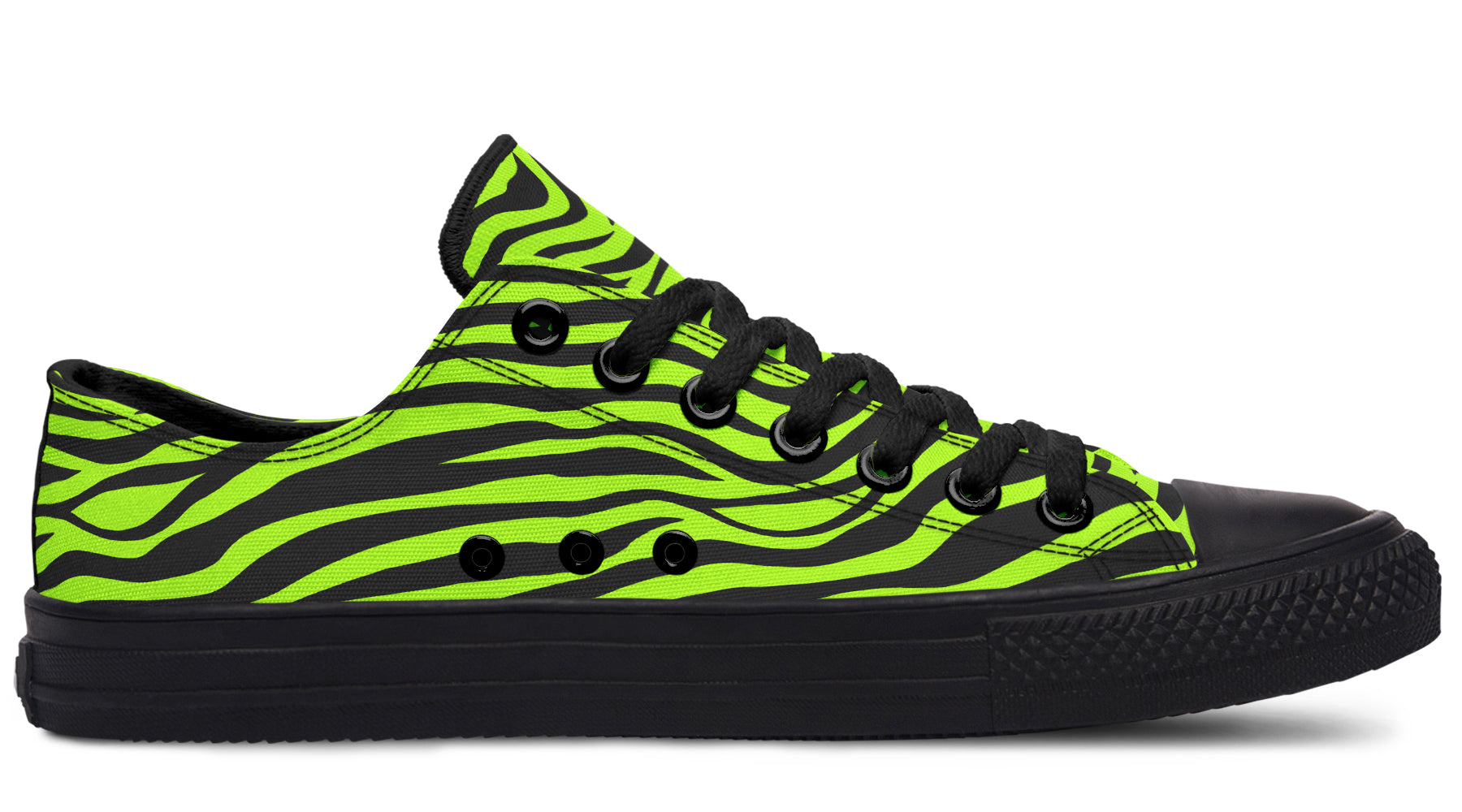 Neon Zebra Green Low Tops (Wide)