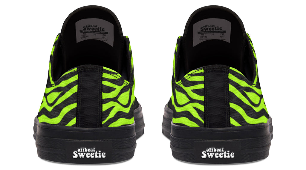 Neon Zebra Green Low Tops (Wide)