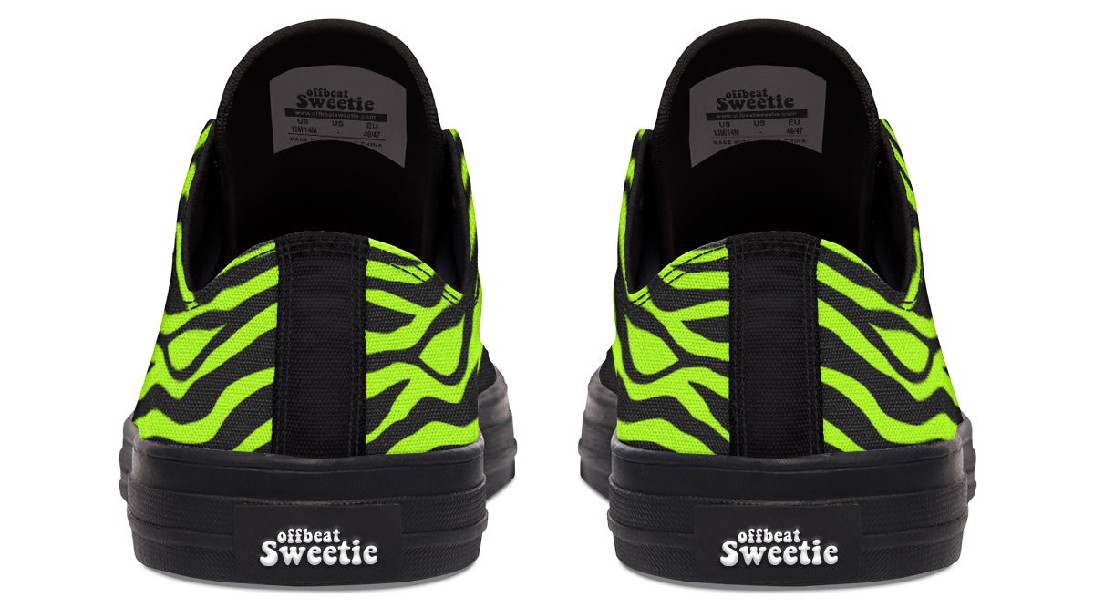 Neon Zebra Green Low Tops (Wide)