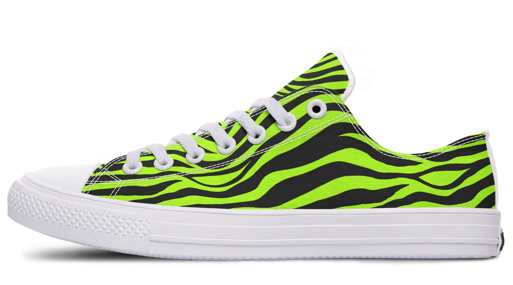 Neon Zebra Green Low Tops (Wide)