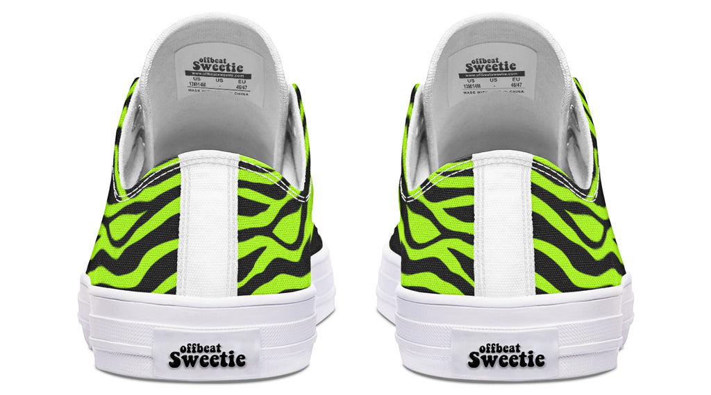 Neon Zebra Green Low Tops (Wide)