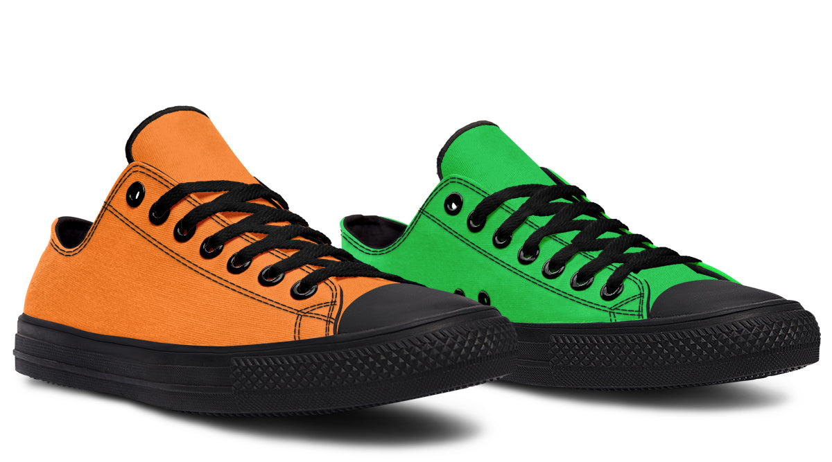 Orange and Green Mismatch Low Tops - Offbeat Sweetie