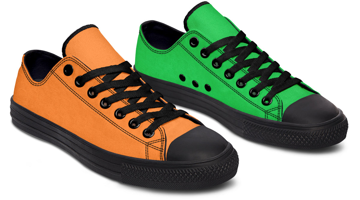 Orange and Green Mismatch Low Tops - Offbeat Sweetie
