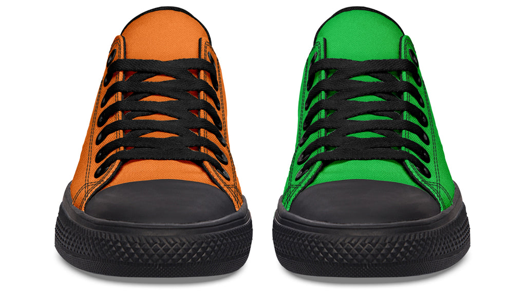 Orange and Green Mismatch Low Tops - Offbeat Sweetie