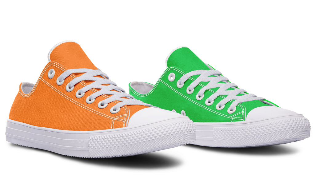 Orange and Green Mismatch Low Tops - Offbeat Sweetie