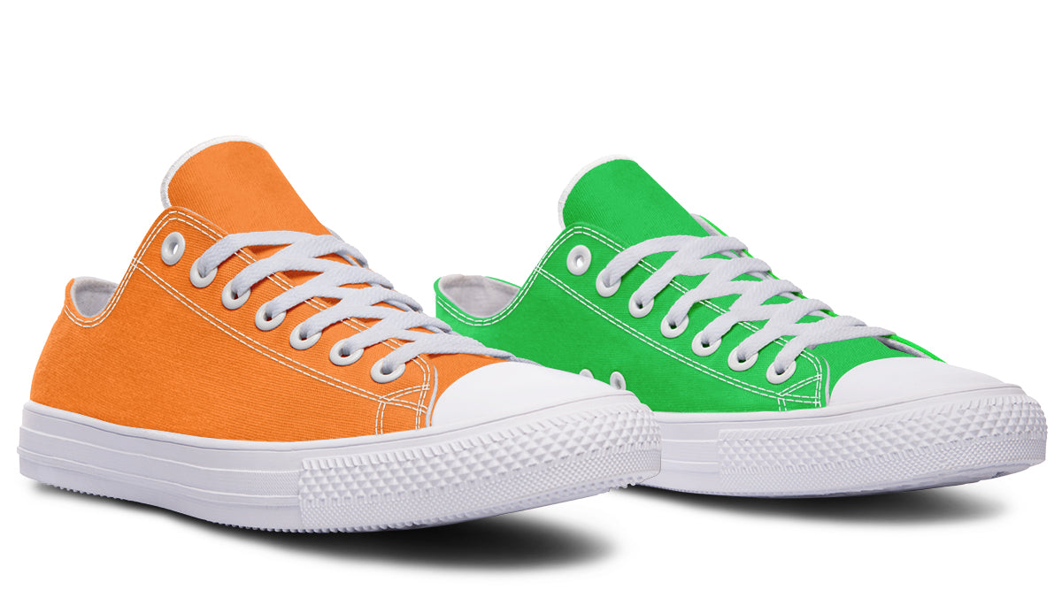 Orange and Green Mismatch Low Tops - Offbeat Sweetie