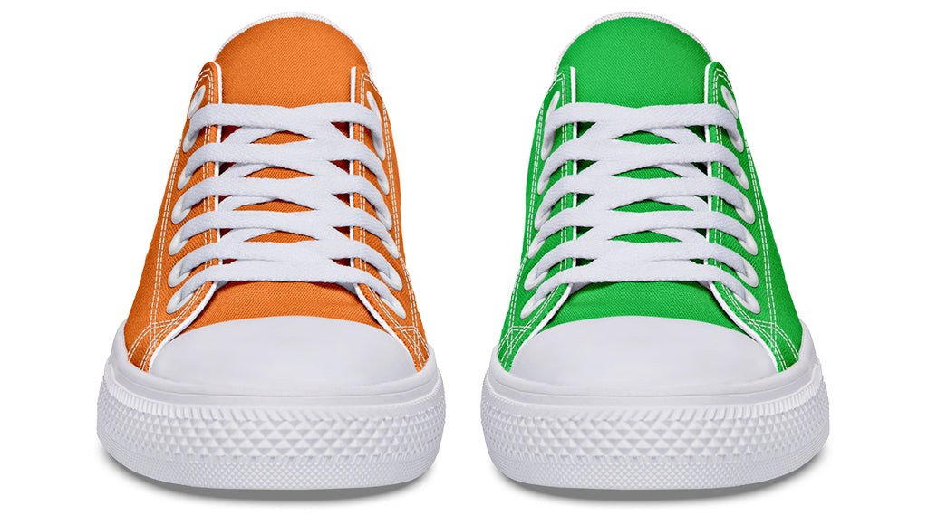 Orange and Green Mismatch Low Tops - Offbeat Sweetie