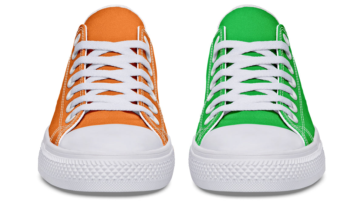 Orange and Green Mismatch Low Tops - Offbeat Sweetie