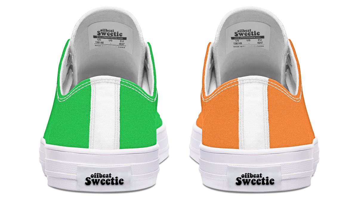 Orange and Green Mismatch Low Tops - Offbeat Sweetie