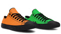 Orange and Green Mismatch Low Tops (Wide)