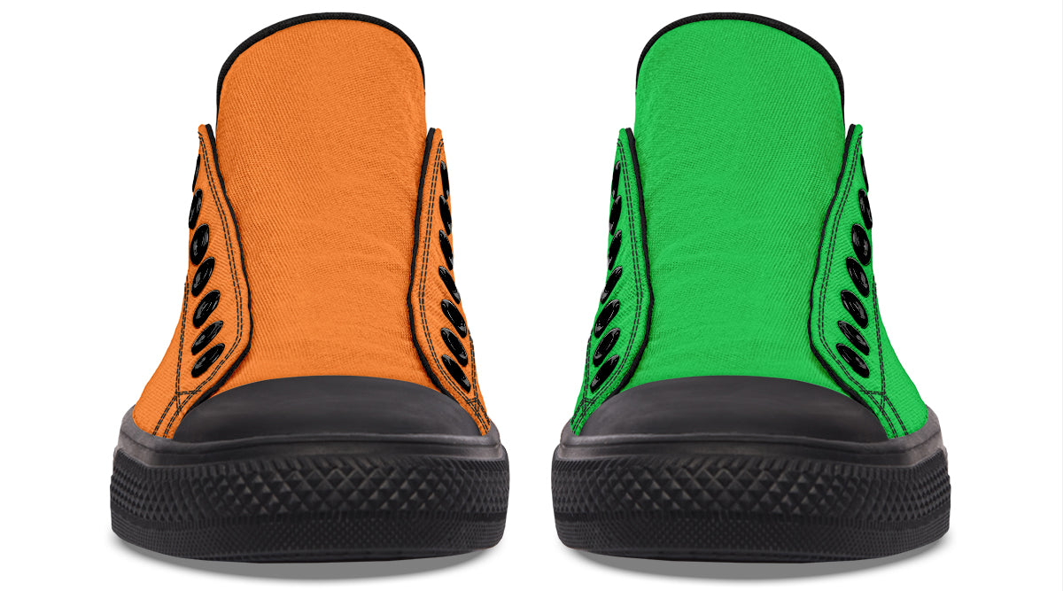 Orange and Green Mismatch Low Tops (Wide)