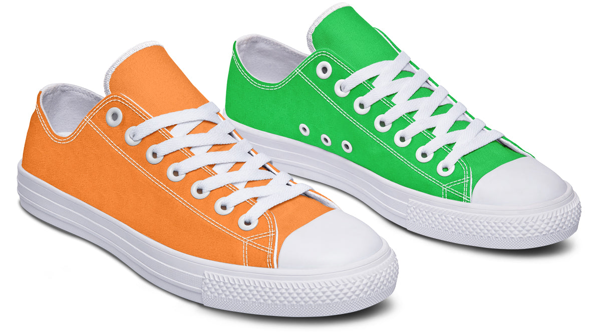 Orange and Green Mismatch Low Tops (Wide)