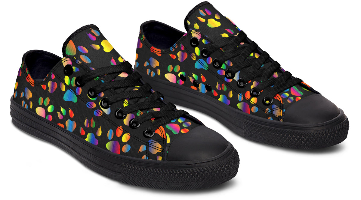 Rainbow Paw Prints Low Tops (Wide)