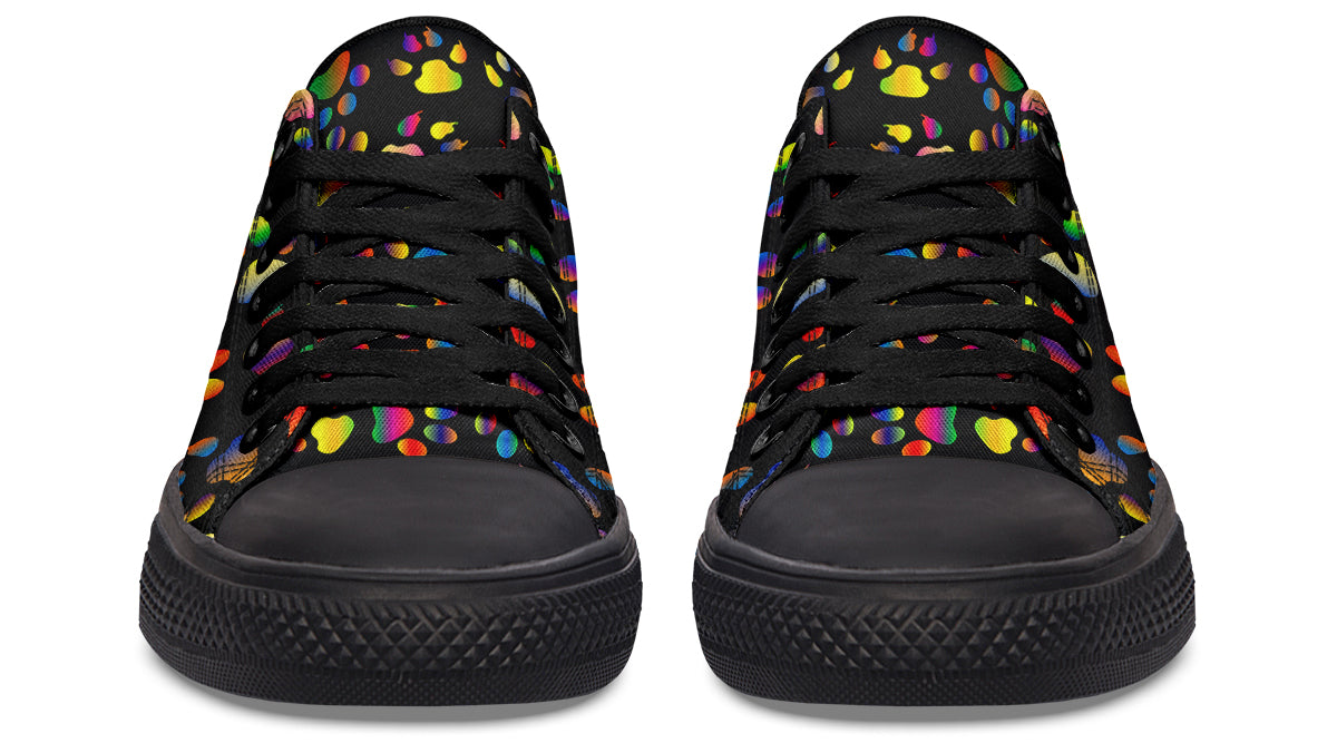 Rainbow Paw Prints Low Tops (Wide)