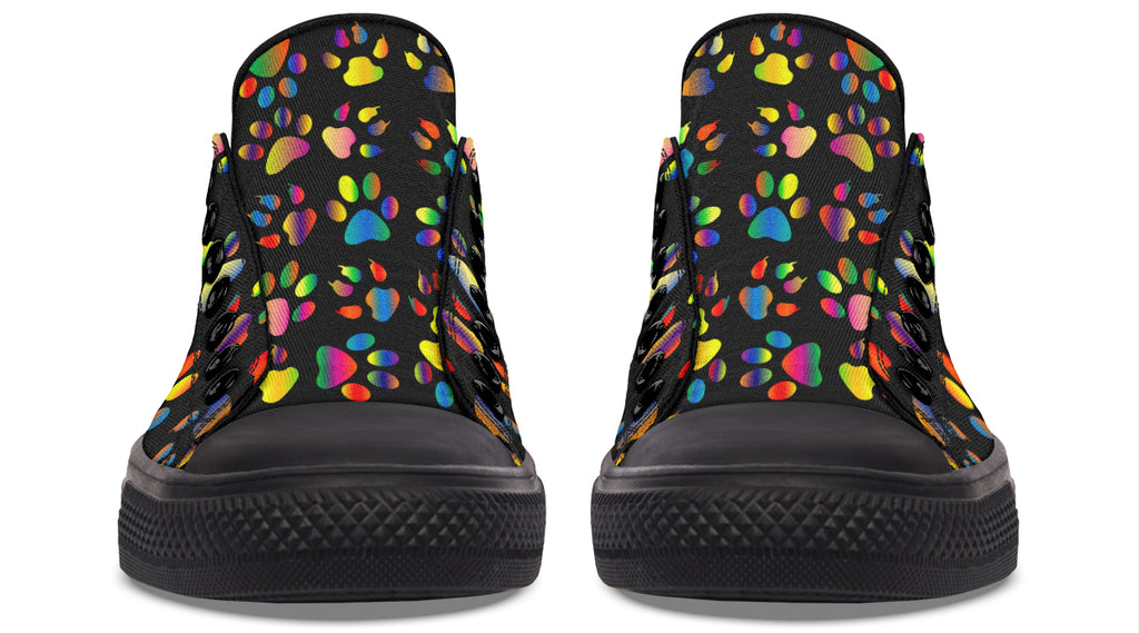 Rainbow Paw Prints Low Tops (Wide)