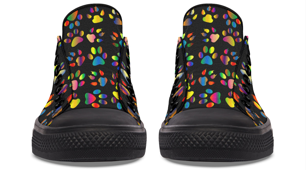 Rainbow Paw Prints Low Tops (Wide)
