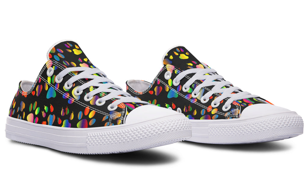 Rainbow Paw Prints Low Tops (Wide)
