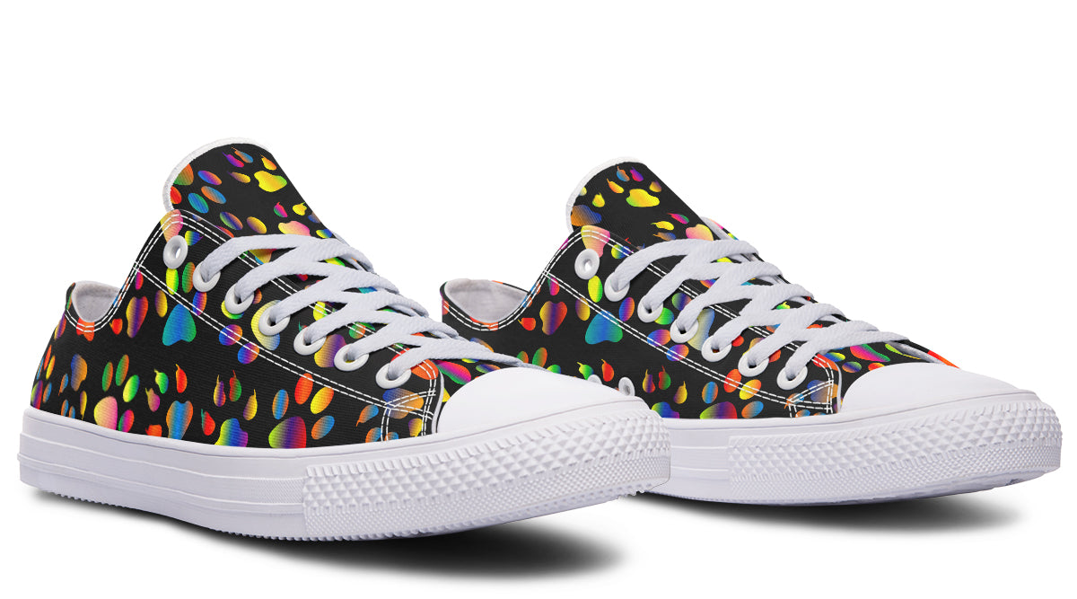 Rainbow Paw Prints Low Tops (Wide)