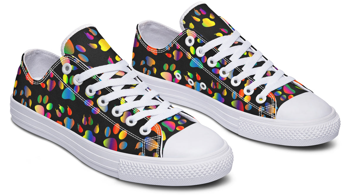 Rainbow Paw Prints Low Tops (Wide)