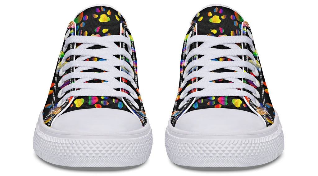 Rainbow Paw Prints Low Tops (Wide)