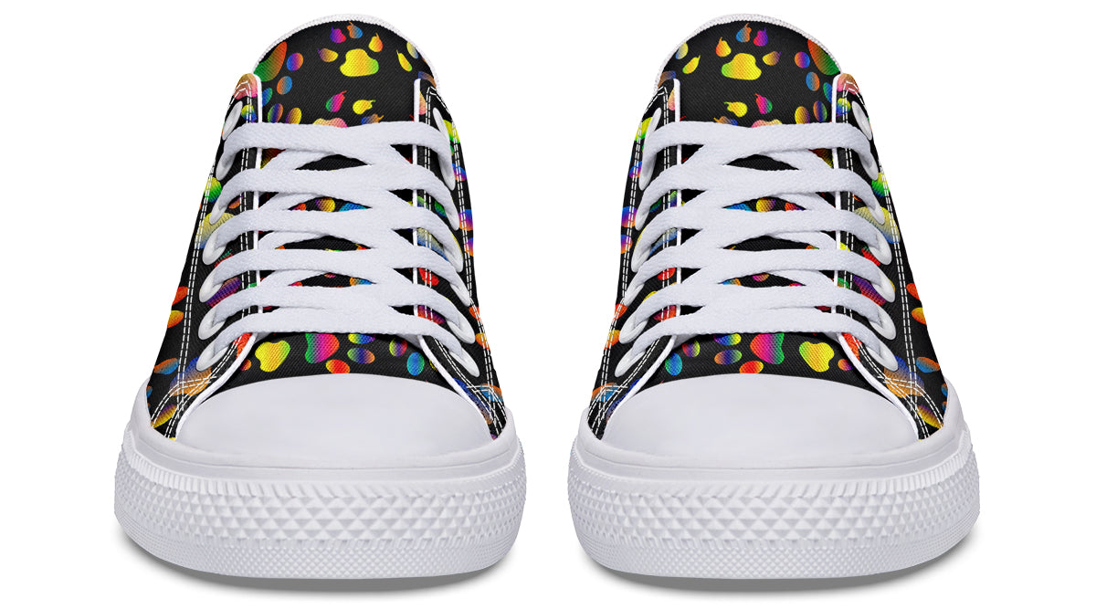 Rainbow Paw Prints Low Tops (Wide)