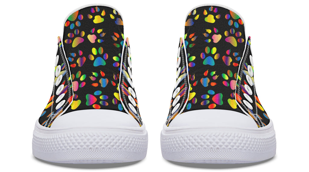 Rainbow Paw Prints Low Tops (Wide)