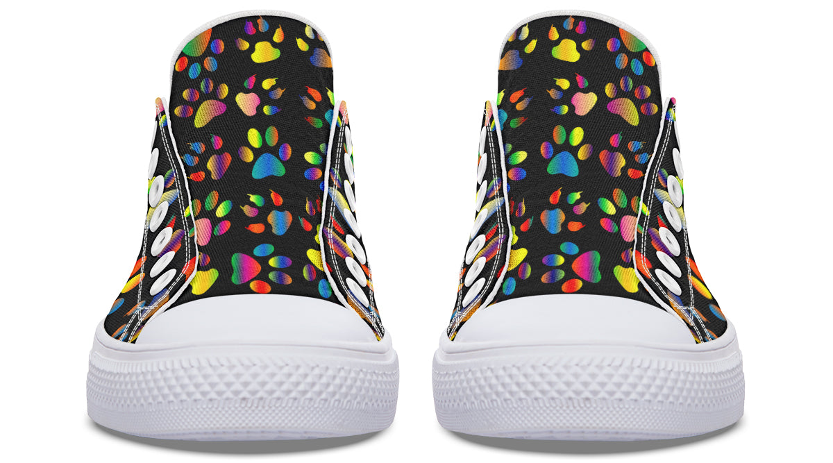Rainbow Paw Prints Low Tops (Wide)