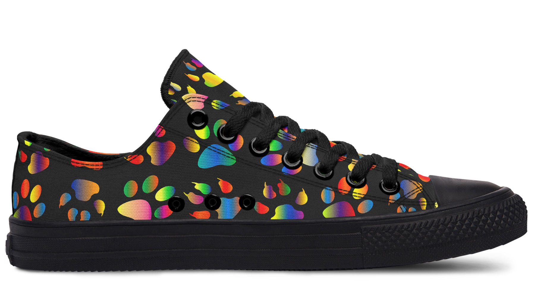 Rainbow Paw Prints Low Tops (Wide)