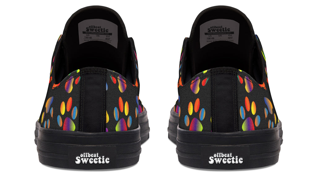 Rainbow Paw Prints Low Tops (Wide)
