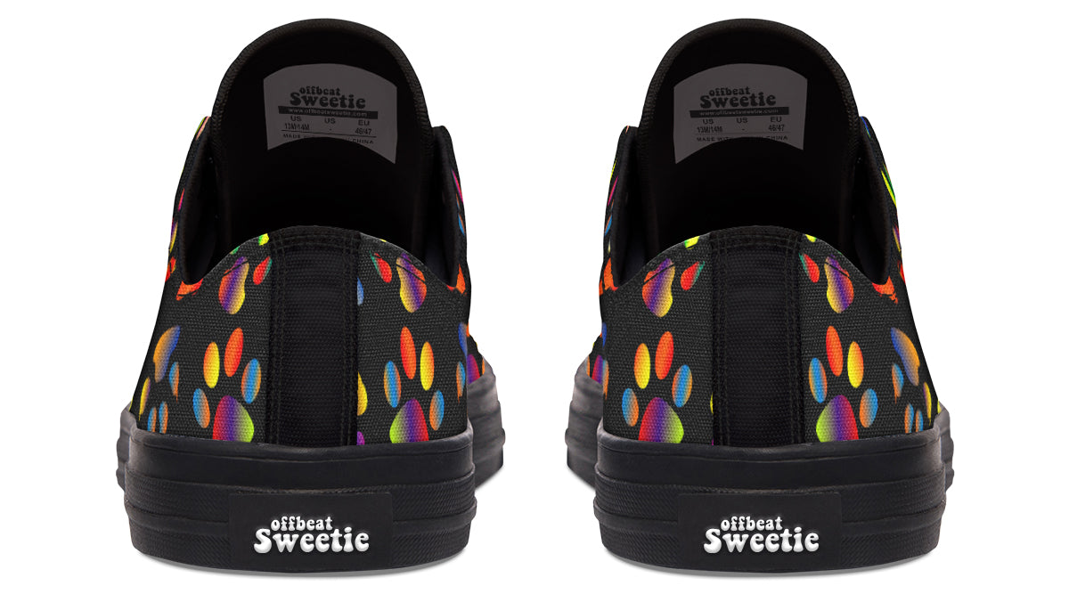 Rainbow Paw Prints Low Tops (Wide)