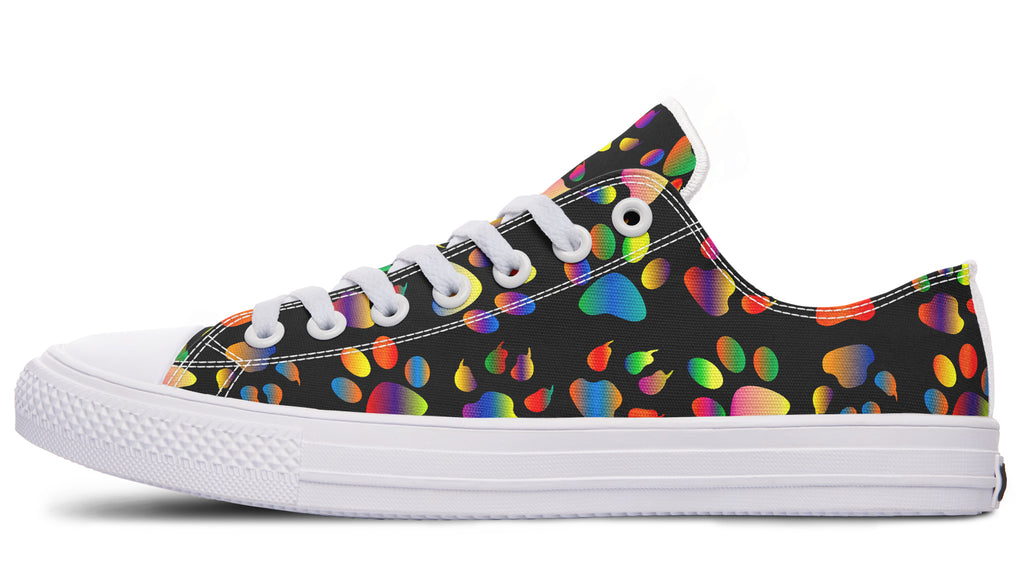Rainbow Paw Prints Low Tops (Wide)