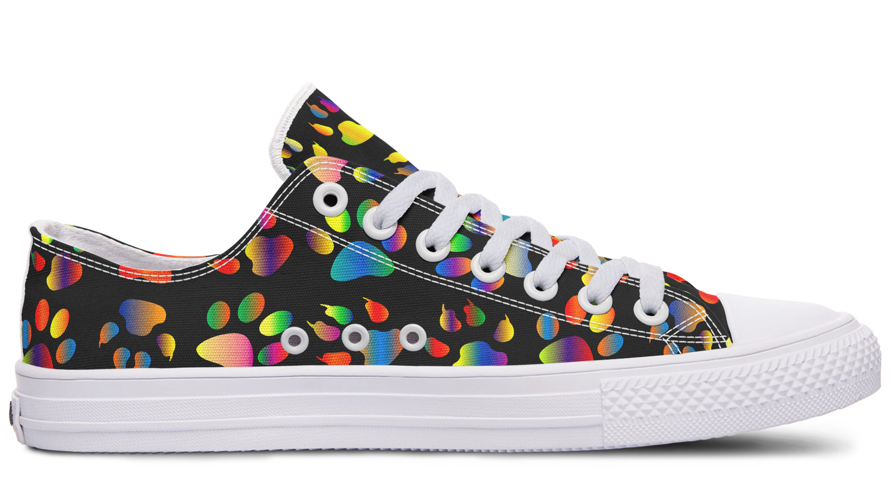Rainbow Paw Prints Low Tops (Wide)