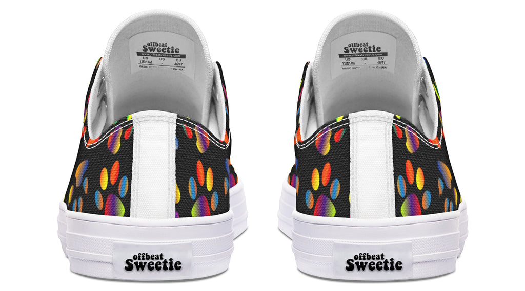 Rainbow Paw Prints Low Tops (Wide)
