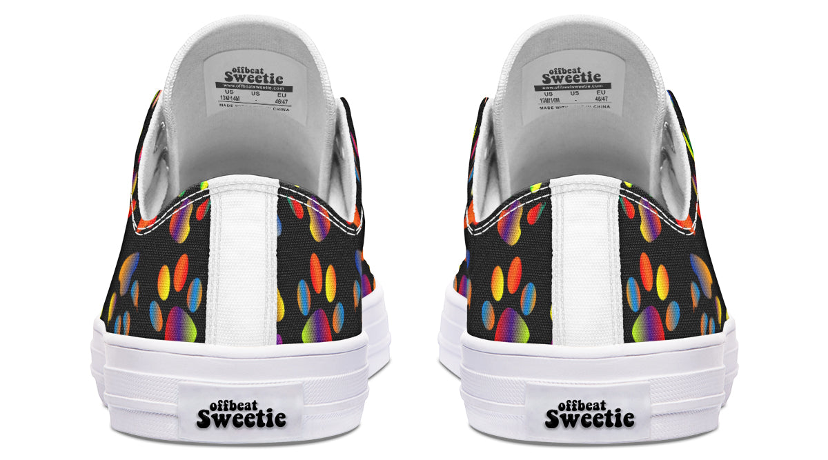 Rainbow Paw Prints Low Tops (Wide)