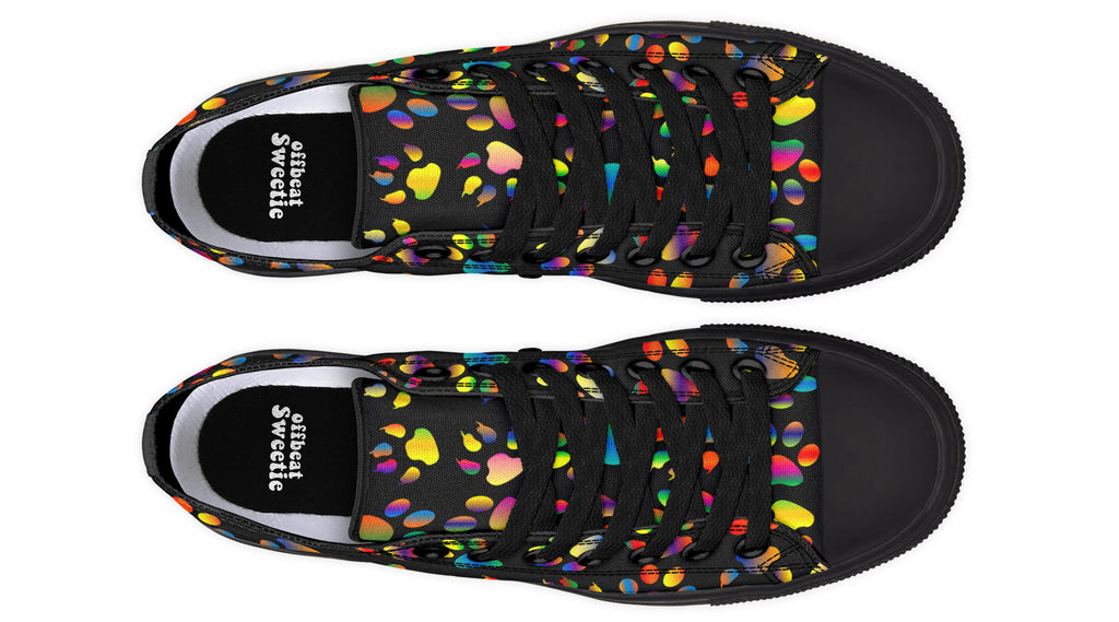 Rainbow Paw Prints Low Tops (Wide)