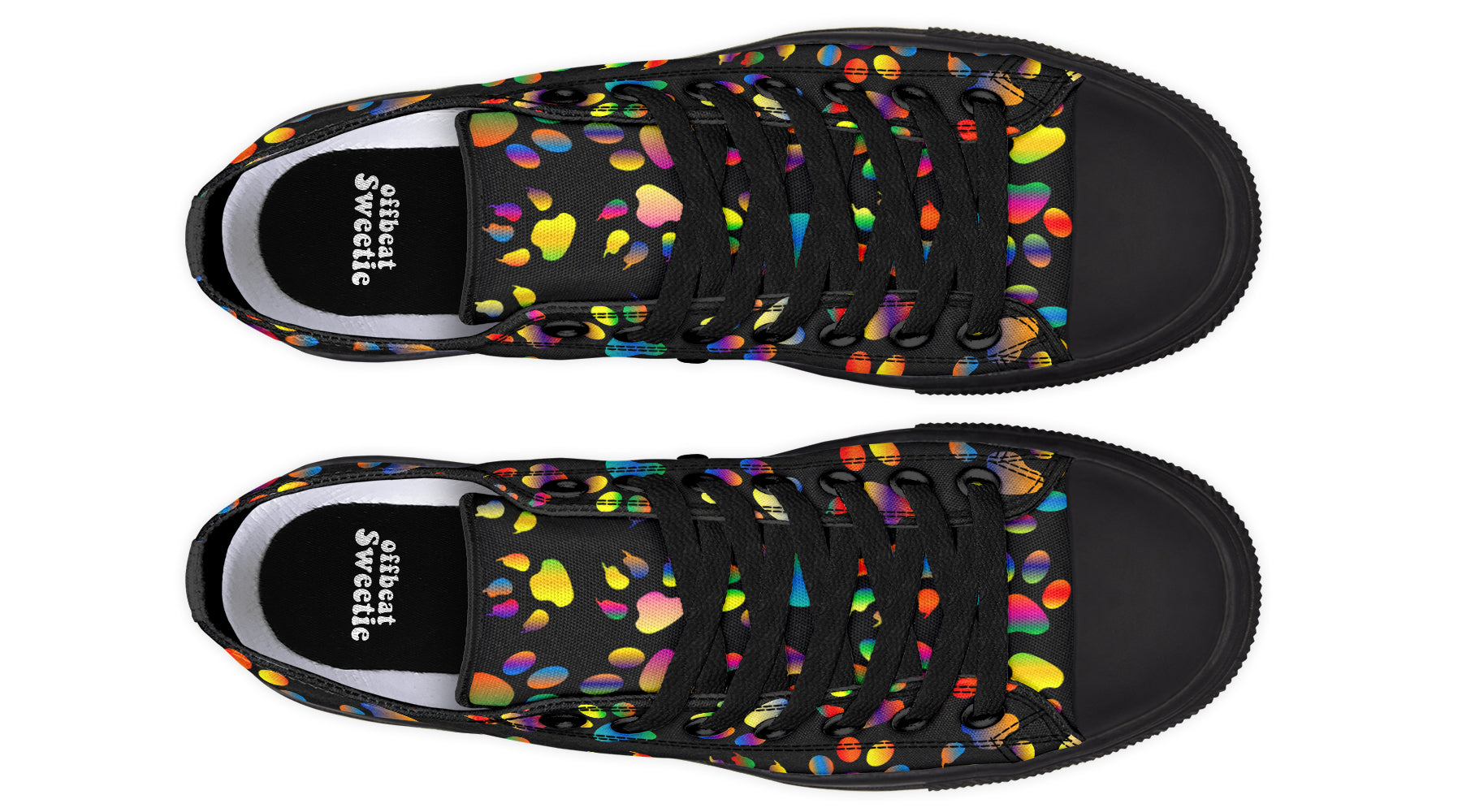 Rainbow Paw Prints Low Tops (Wide)