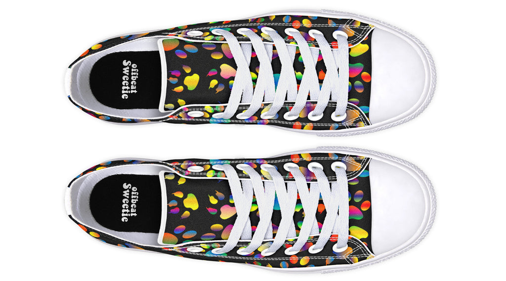 Rainbow Paw Prints Low Tops (Wide)