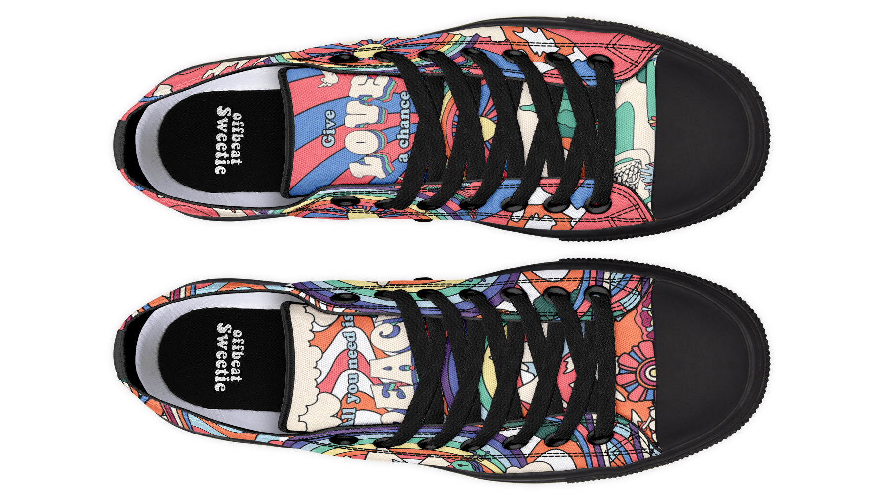 Peace And Love Low Tops - Offbeat Sweetie