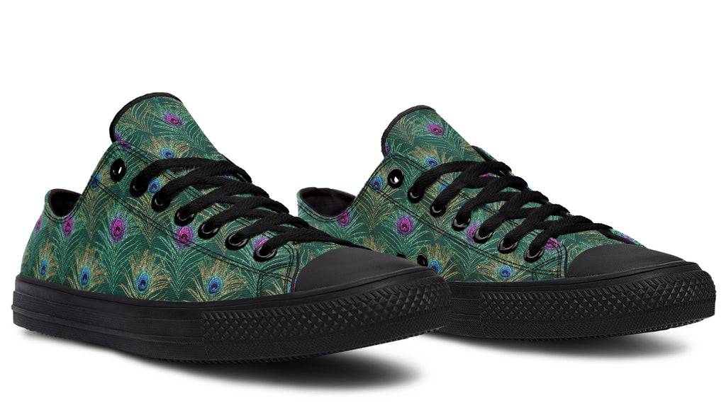 Peacock Feathers Low Tops - Offbeat Sweetie