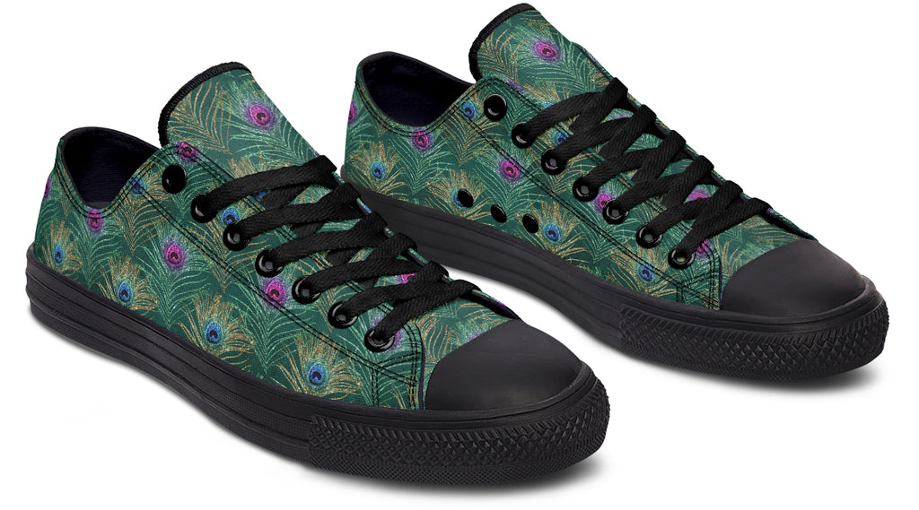 Peacock Feathers Low Tops - Offbeat Sweetie