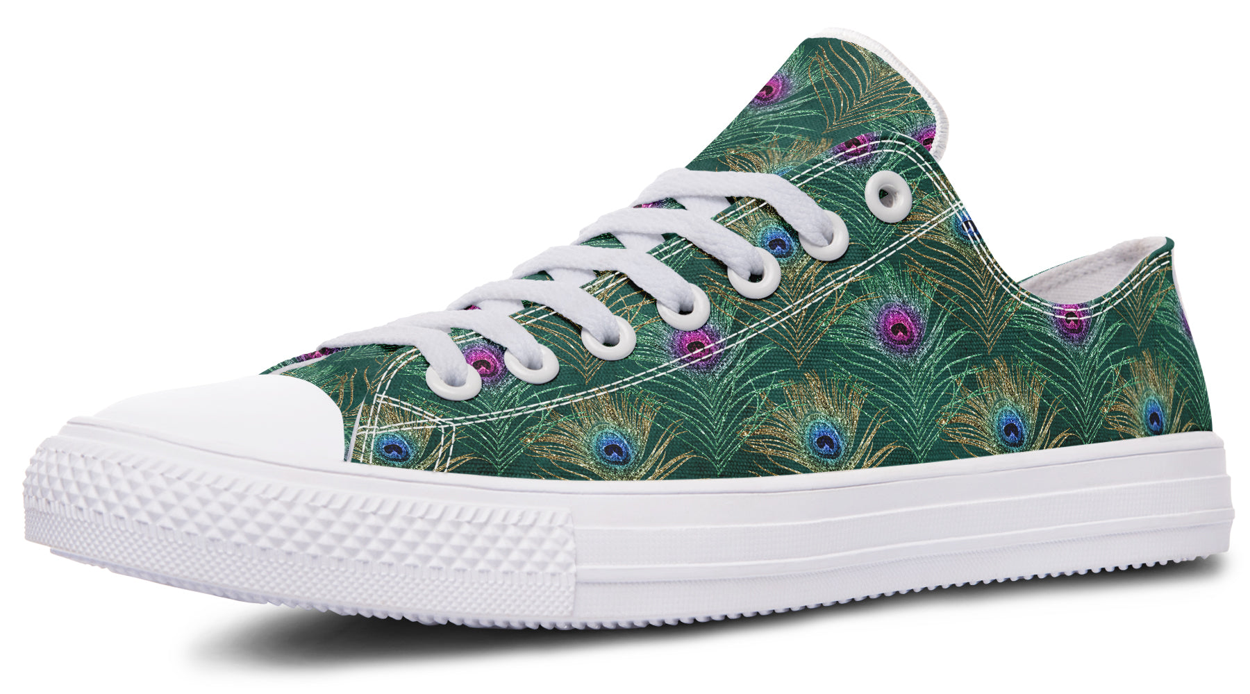 Peacock Feathers Low Tops - Offbeat Sweetie