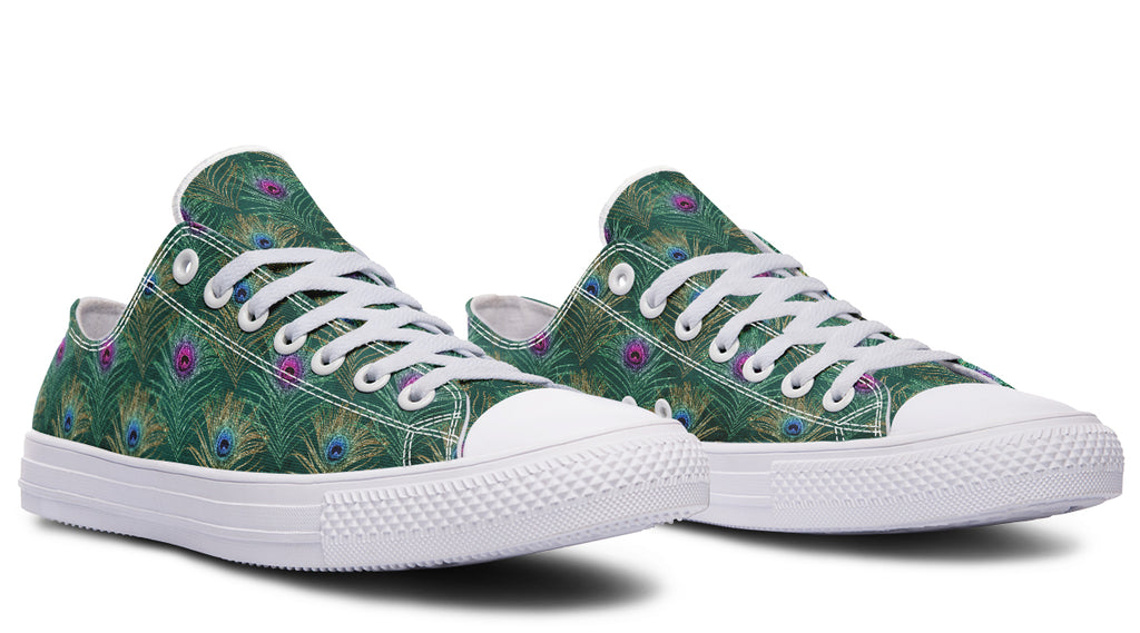 Peacock Feathers Low Tops - Offbeat Sweetie