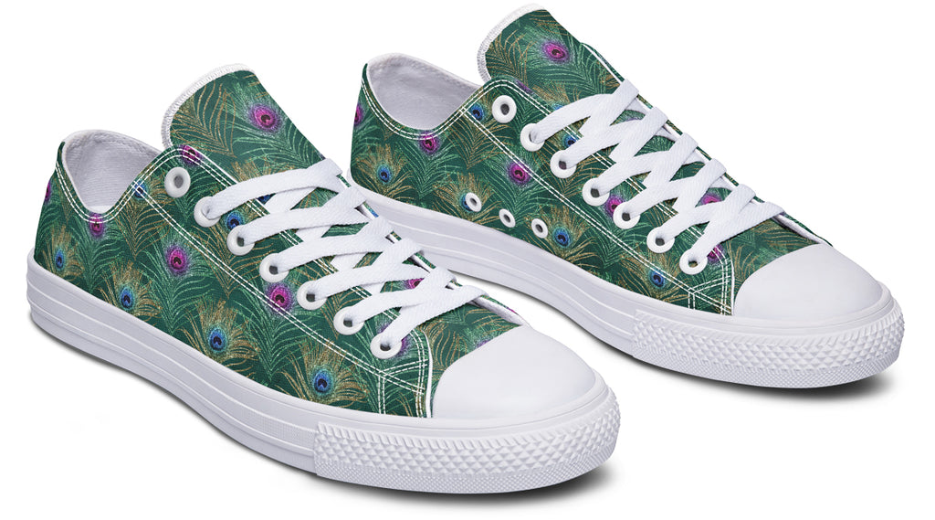 Peacock Feathers Low Tops - Offbeat Sweetie