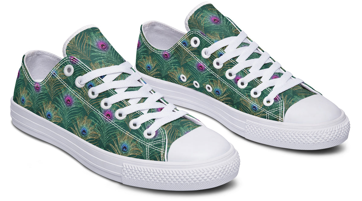 Peacock Feathers Low Tops - Offbeat Sweetie