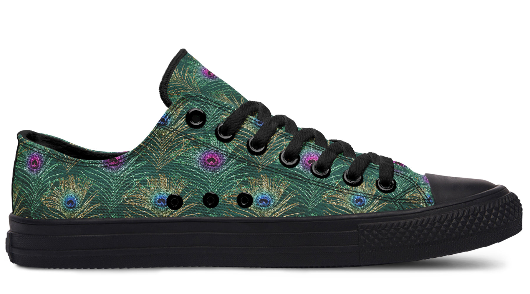 Peacock Feathers Low Tops - Offbeat Sweetie