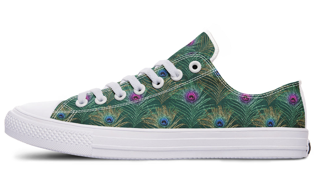 Peacock Feathers Low Tops - Offbeat Sweetie