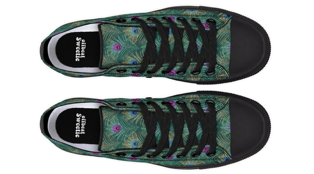 Peacock Feathers Low Tops - Offbeat Sweetie