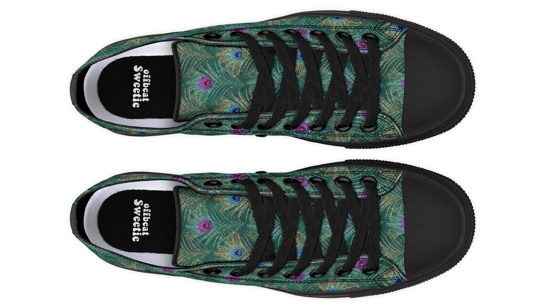 Peacock Feathers Low Tops - Offbeat Sweetie