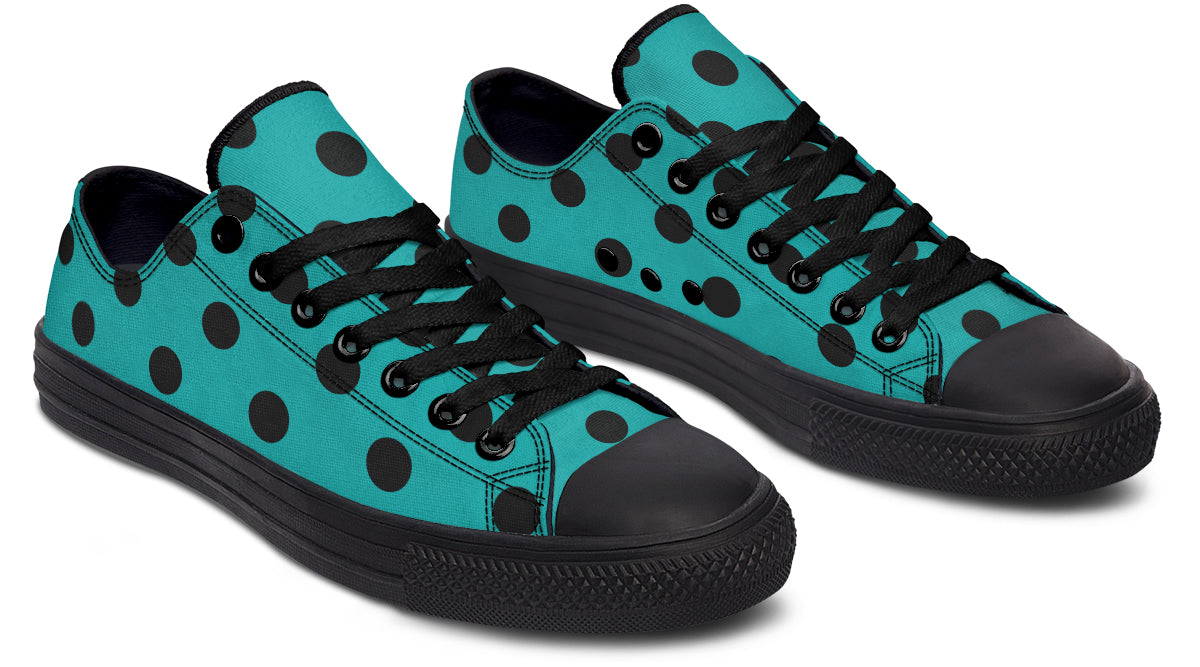 Penny Royal Teal Polka Dot Low Tops