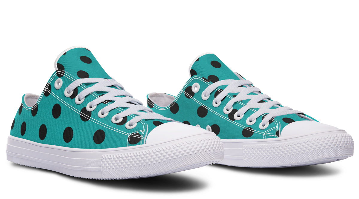Penny Royal Teal Polka Dot Low Tops